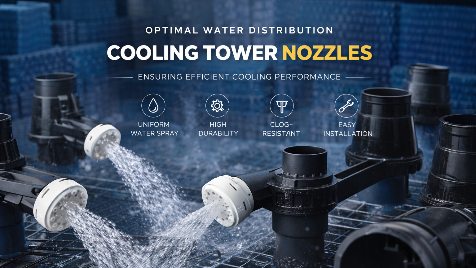 Efficient cooling with tower nozzles